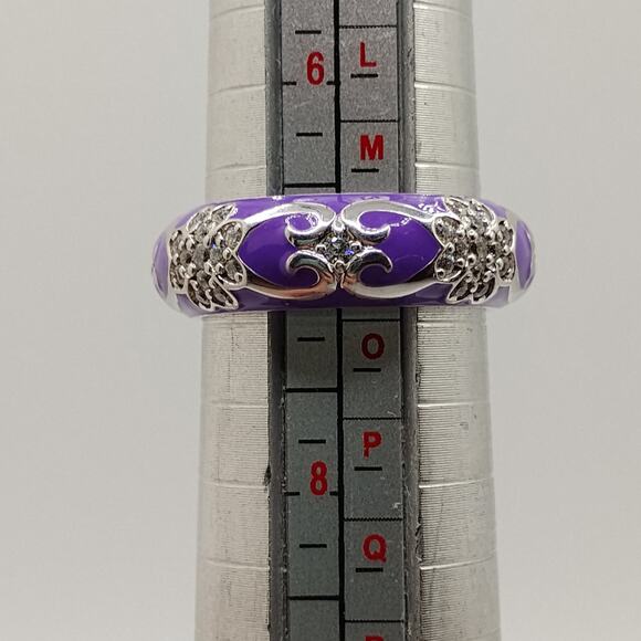 Hidalgo Purple Enamel Sterling Silver Ring sz 7 - Picture 4 of 6